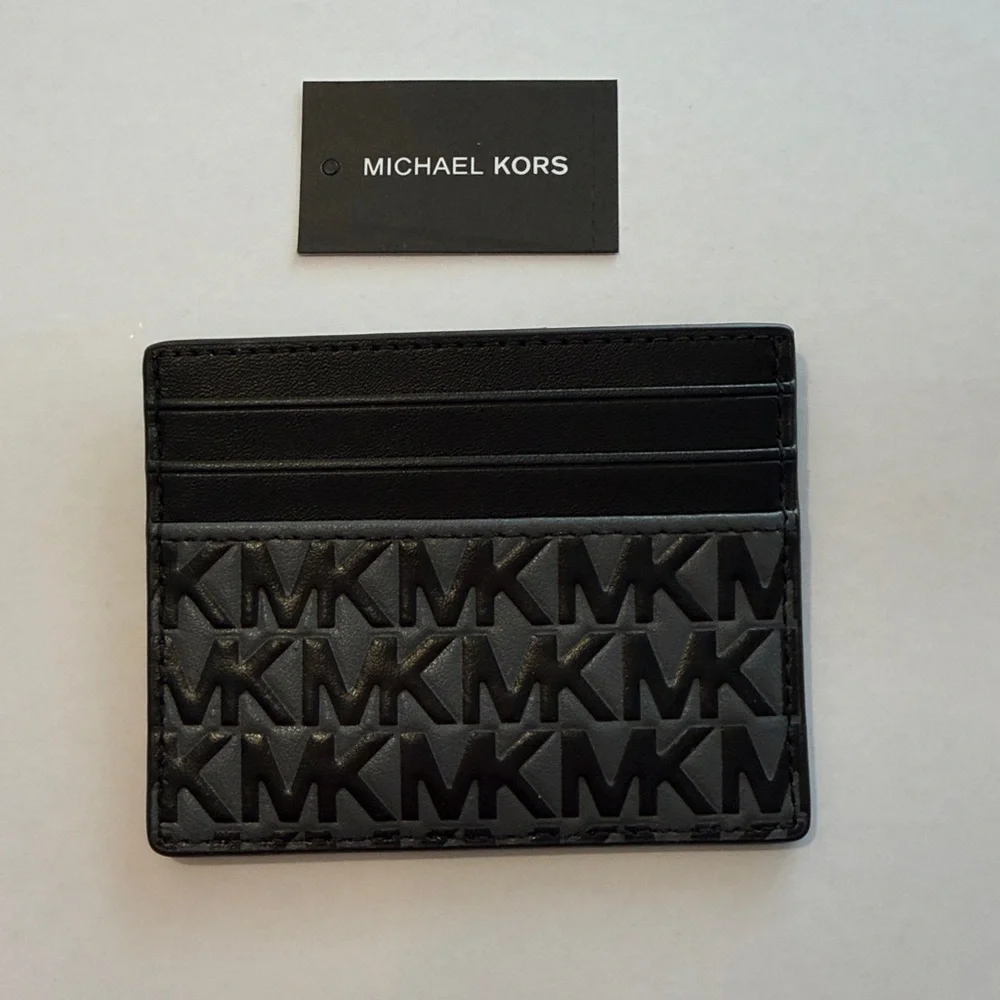 🆕 Michael Kors Greyson Logo Leather Tall Card Case